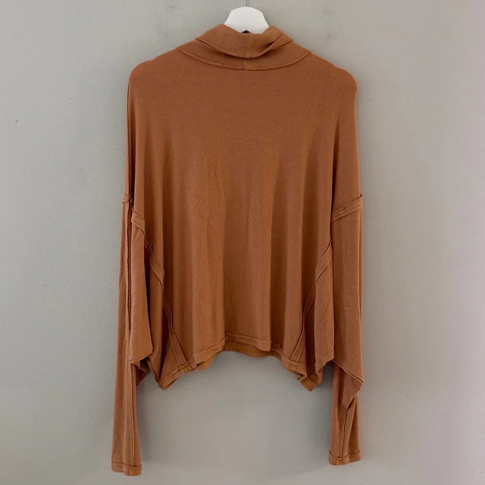 Free People We The Free Alameda Mock Neck Knit Top Carmel Sand Women S Oversized